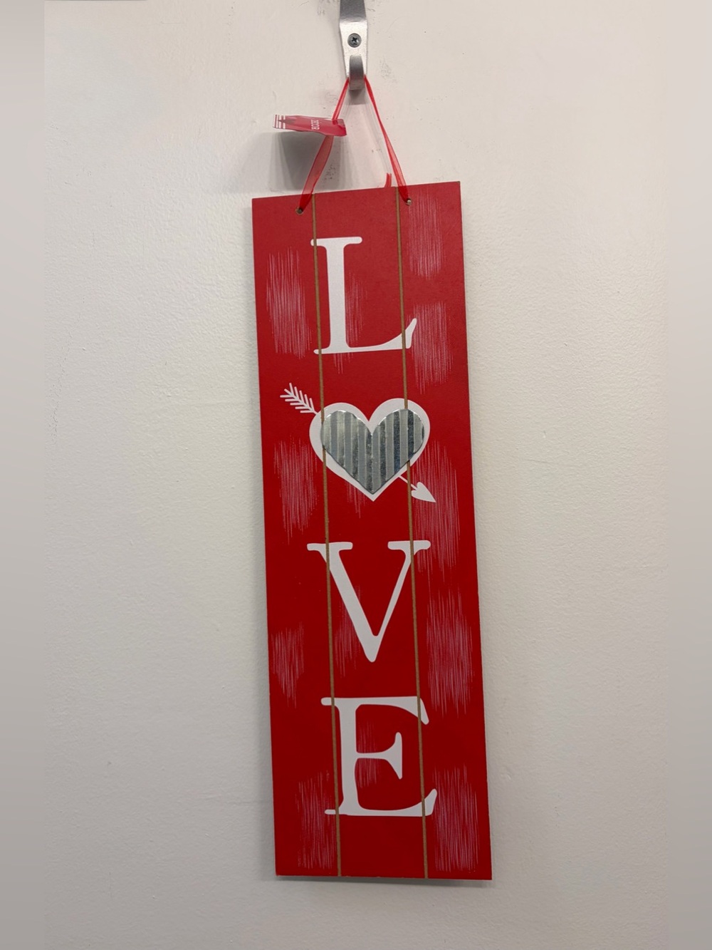 6×19 Love Wooden Sign Red And White